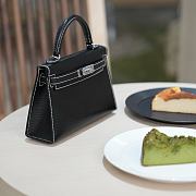 Hermes Kelly 19 Epsom Leather Silver Hardware Black/White - 20x13x6cmm - 3