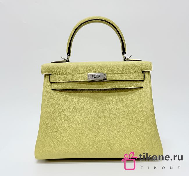 Hermes Kelly 25 Togo Leather Silver Hardware Chick Yellow - 25x17x7cm - 1