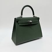 Hermes Kelly 25 Epsom Leather Silver Hardware British Green - 25x17x7cm - 2