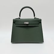 Hermes Kelly 25 Epsom Leather Silver Hardware British Green - 25x17x7cm - 3