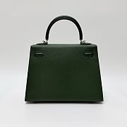 Hermes Kelly 25 Epsom Leather Silver Hardware British Green - 25x17x7cm - 4