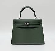 Hermes Kelly 25 Epsom Leather Silver Hardware British Green - 25x17x7cm - 1