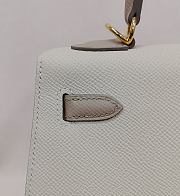 Hermes Kelly 25 Epsom Leather Silver Hardware Milkshake White/Taupe - 25x17x7cm - 5