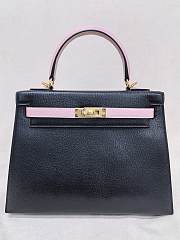 Hermes Kelly 25 Epsom Leather Gold Hardware Black/Sakura Pink - 25x17x7cm - 1