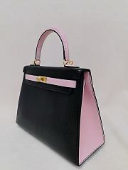 Hermes Kelly 25 Epsom Leather Gold Hardware Black/Sakura Pink - 25x17x7cm - 5