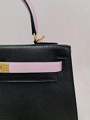 Hermes Kelly 25 Epsom Leather Gold Hardware Black/Sakura Pink - 25x17x7cm - 3