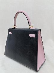 Hermes Kelly 25 Epsom Leather Gold Hardware Black/Sakura Pink - 25x17x7cm - 2
