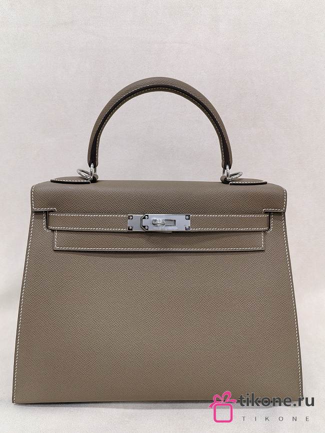 Hermes Kelly 28 Epsom Leather Silver Hardware Etaupe - 28x22x11.5cm - 1