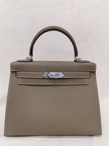 Hermes Kelly 28 Epsom Leather Silver Hardware Etaupe - 28x22x11.5cm