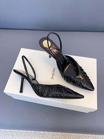 YSL Folie Slingback Pumps In Smooth Leather And Faux-Python Black 7.5cm