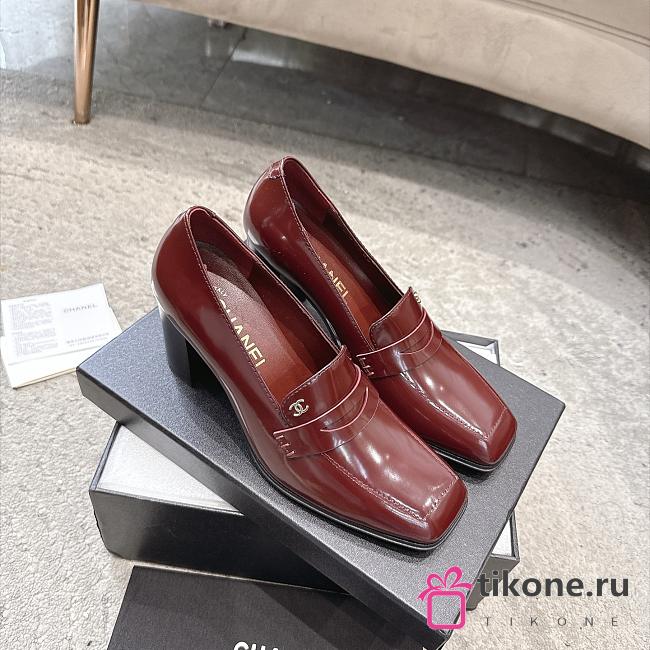 Chanel Loafers Shiny Calfskin Burgundy G47492 70mm - 1