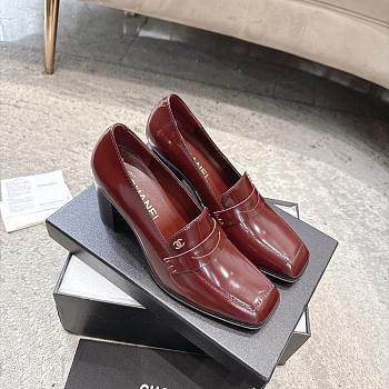 Chanel Loafers Shiny Calfskin Burgundy G47492 70mm