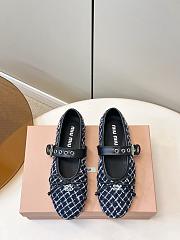 Miumiu Tweed Check Ballerinas Blue/Ivory 5F653E - 1