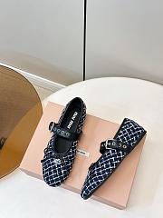 Miumiu Tweed Check Ballerinas Blue/Ivory 5F653E - 4