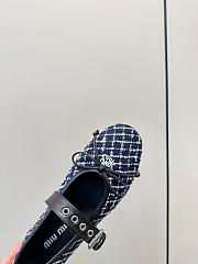 Miumiu Tweed Check Ballerinas Blue/Ivory 5F653E - 3