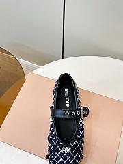 Miumiu Tweed Check Ballerinas Blue/Ivory 5F653E - 2