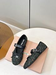 Miumiu Plaid Tweed Ballerinas Loden Green 5F653E - 4