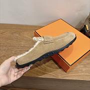 Hermes Mix Mule Suede and Shearling Beige Sadle/Écru - 6