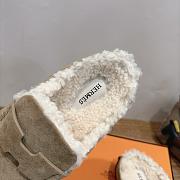 Hermes Mix Mule Suede and Shearling Beige Sadle/Écru - 5