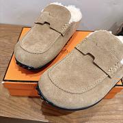 Hermes Mix Mule Suede and Shearling Beige Sadle/Écru - 3