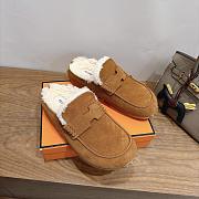 Hermes Mix Mule Suede and Shearling Gold/Écru - 1