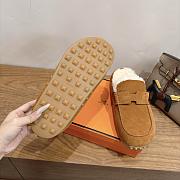 Hermes Mix Mule Suede and Shearling Gold/Écru - 3