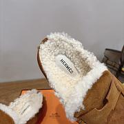 Hermes Mix Mule Suede and Shearling Gold/Écru - 4