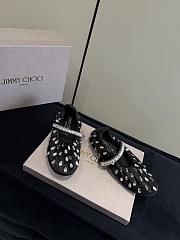Jimmy Choo Jade Ballerina Black Satin with Crystal - 6