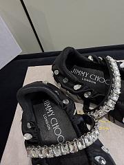 Jimmy Choo Jade Ballerina Black Satin with Crystal - 5