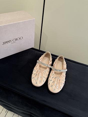 Jimmy Choo Jade Ballerina Macaron Satin with Crystal Embellishment