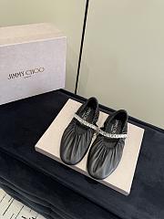 Jimmy Choo Jade Ballerina Black Soft Nappa Leather with Crystal - 1