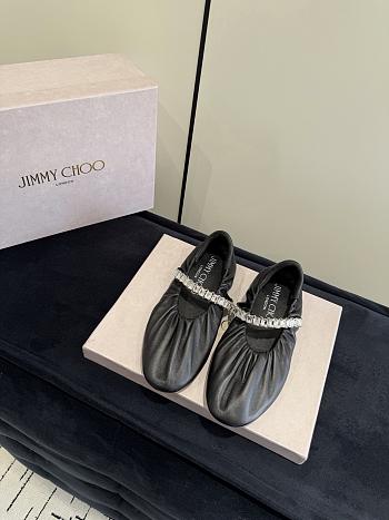 Jimmy Choo Jade Ballerina Black Soft Nappa Leather with Crystal