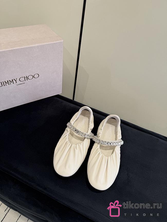 Jimmy Choo Jade Ballerina Latte Soft Nappa Leather with Crystal - 1