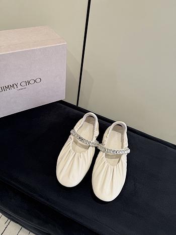 Jimmy Choo Jade Ballerina Latte Soft Nappa Leather with Crystal