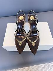 YSL Folie Slingback Pumps In Mesh And Python In Brown 75mm - 2