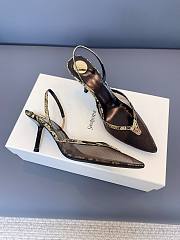 YSL Folie Slingback Pumps In Mesh And Python In Brown 75mm - 1