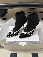 Dior Romance Boot Black Cotton Embroidered with White PolkaDior Motif - 2