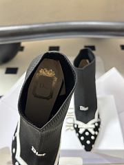 Dior Romance Boot Black Cotton Embroidered with White PolkaDior Motif - 3
