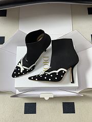 Dior Romance Boot Black Cotton Embroidered with White PolkaDior Motif - 4