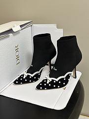 Dior Romance Boot Black Cotton Embroidered with White PolkaDior Motif - 5