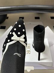 Dior Romance Boot Black Cotton Embroidered with White PolkaDior Motif - 6