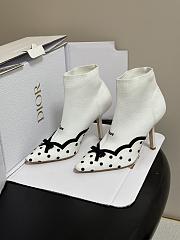Dior Romance Boot White Cotton Embroidered with Black PolkaDior Motif - 6
