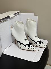 Dior Romance Boot White Cotton Embroidered with Black PolkaDior Motif - 5