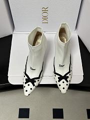 Dior Romance Boot White Cotton Embroidered with Black PolkaDior Motif - 2
