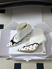 Dior Romance Boot White Cotton Embroidered with Black PolkaDior Motif - 3