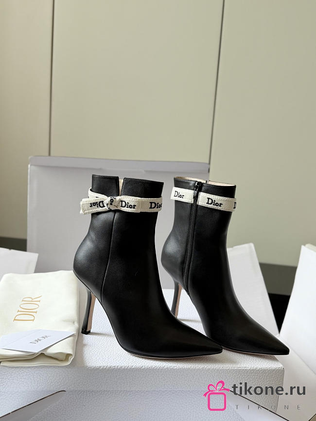 J'Adior Heeled Ankle Boot Black Lambskin 10cm - 1