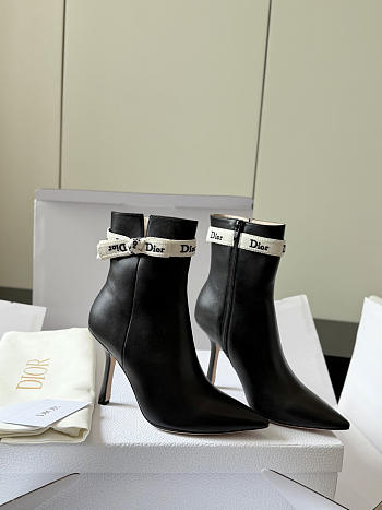 J'Adior Heeled Ankle Boot Black Lambskin 10cm