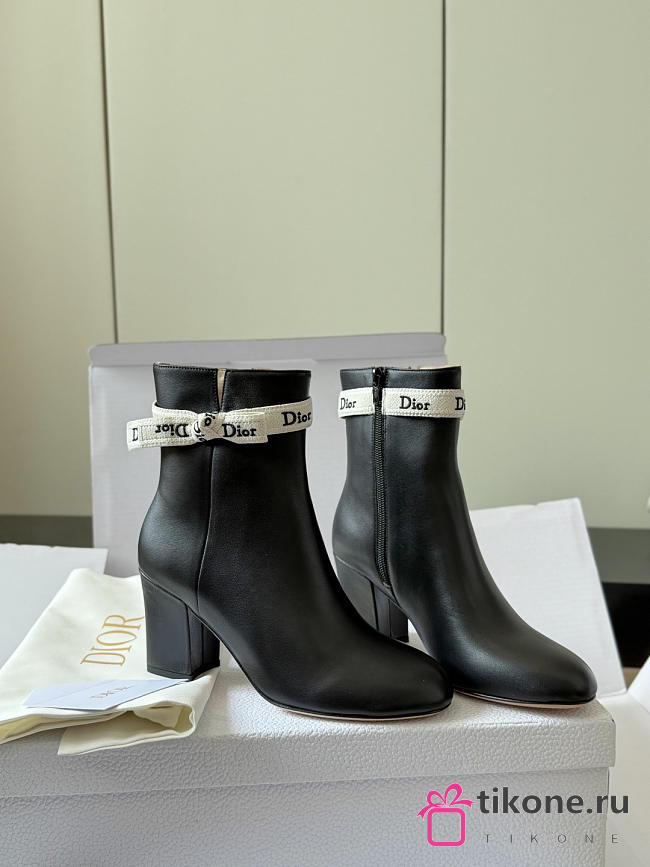 J'Adior Heeled Ankle Boot Black Lamskin 7.5cm - 1