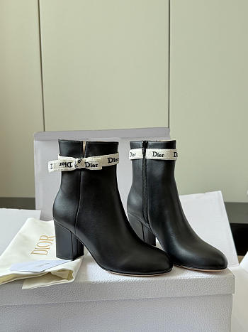 J'Adior Heeled Ankle Boot Black Lamskin 7.5cm
