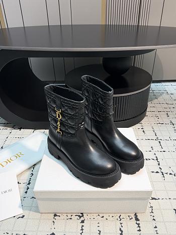 Diorly Ankle Boot Black Calfskin and Quilted Cannage Lambskin
